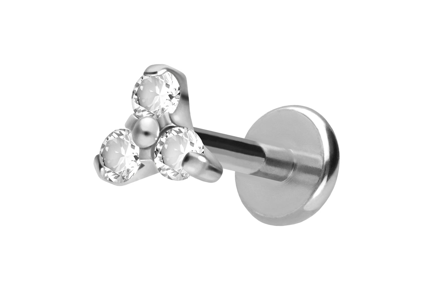 Titan Labret Piercing mit Push Fit KRISTALLBLUME